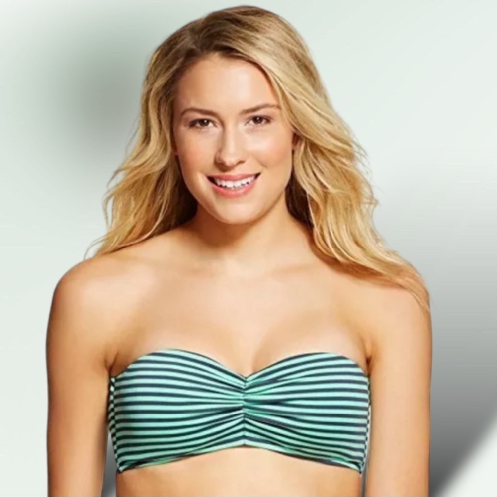 Mossimo Supply Co. Mint Julep Stripe Bandeau Bikini Top with Removable Strap